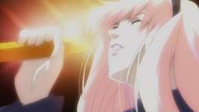 Cena de anime com personagem cantando