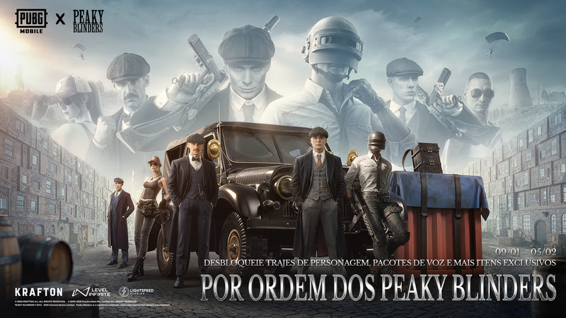 Peaky Blinders invade o PUBG MOBILE com skins, evento narrativo e voz de Thomas Shelby