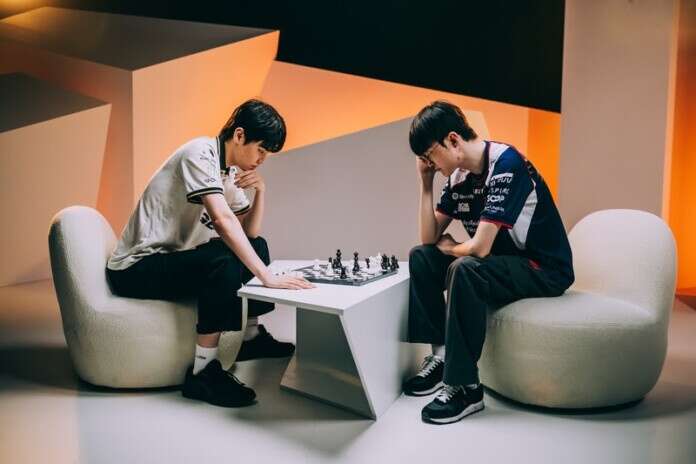 tabuleiro de xadrez de Faker e Chovy