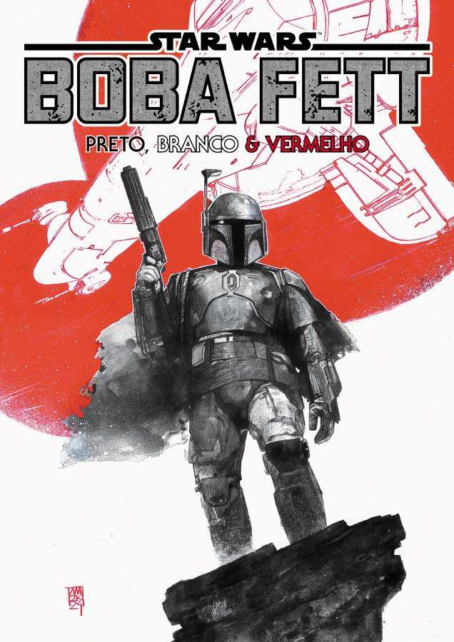 STAR WARS- BOBA FETT - PRETO, BRANCO E VERMELHO